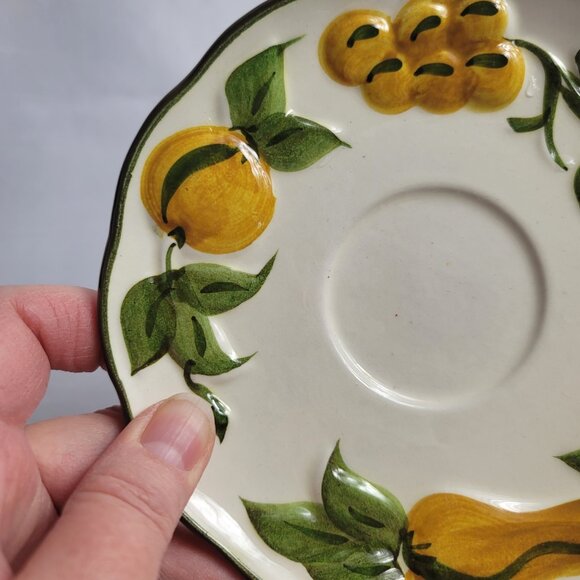 Stangl Sculptured Fruit Cup & Saucer Sets Green & Yellow Fruit Border - Picture 12 of 14